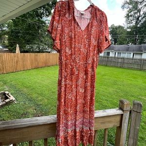 Burnt orange midi dress L
